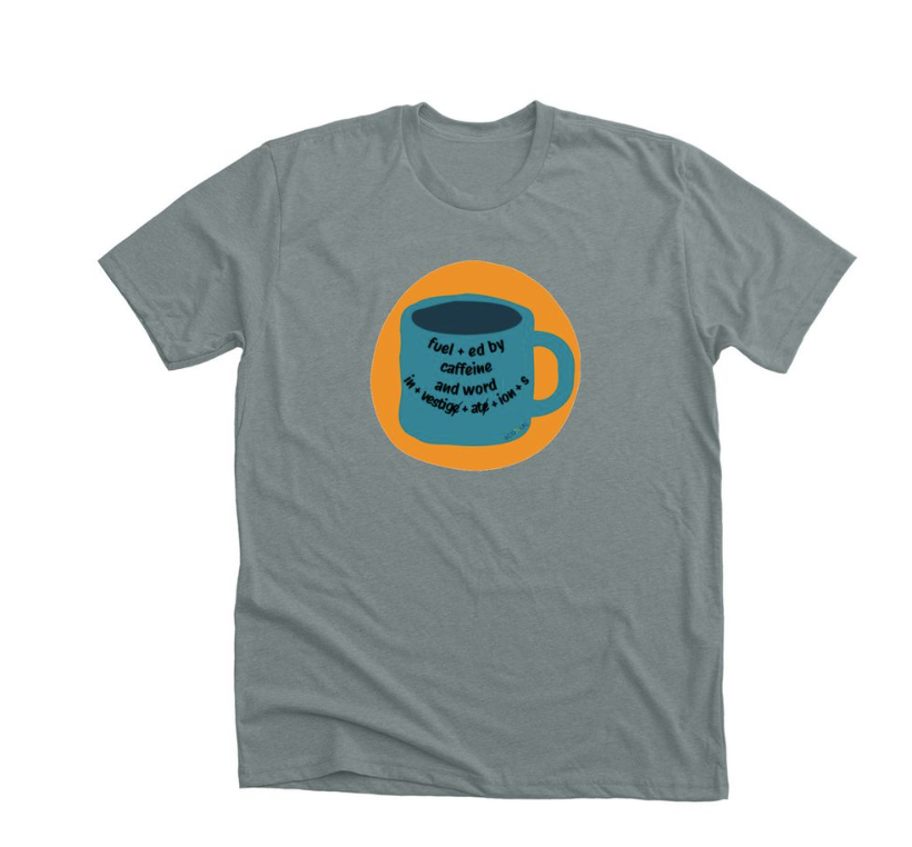 BCG LL shirt with coffee mug and word sums