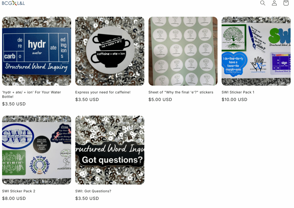 screen sheet of BCG sticker store